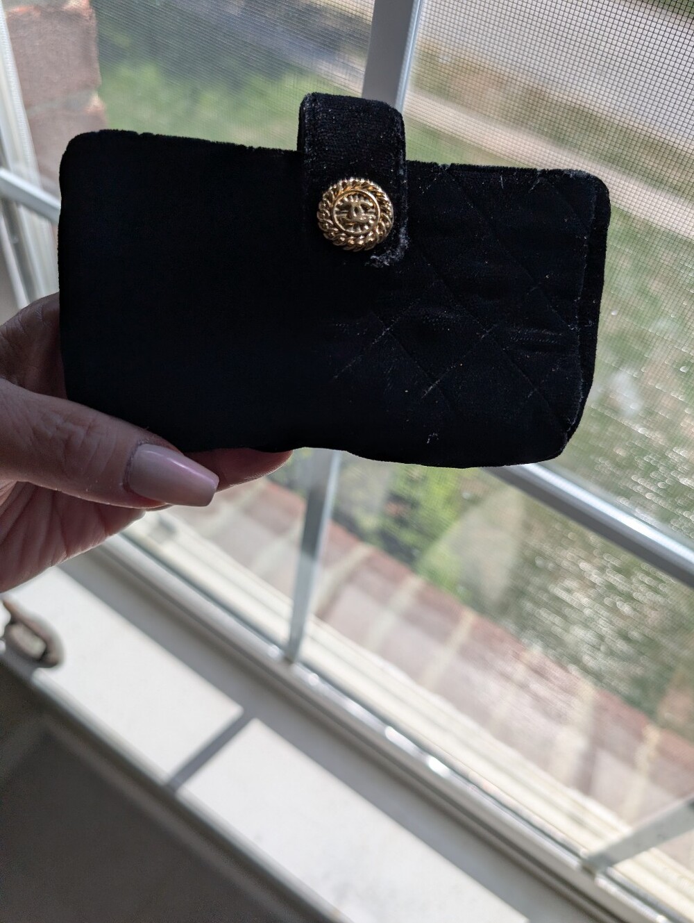 Chanel Black Velvet Quilted Wallets
